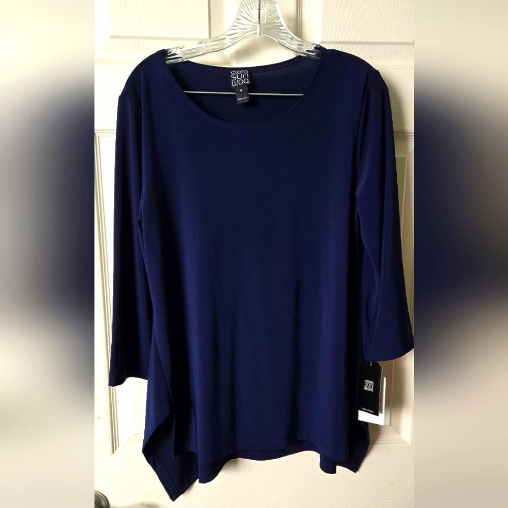 Clara Sun Woo Women's Medium Navy Tunic Top NWT